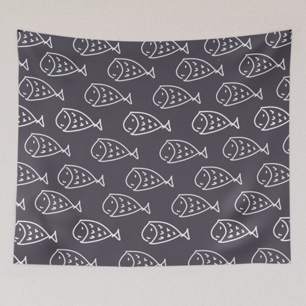 Item preview, Fish Doodle in Blue designed and sold by oriennine.
