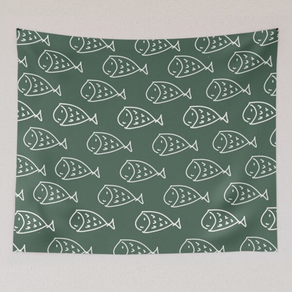 Item preview, Fish Doodle in Green designed and sold by oriennine.
