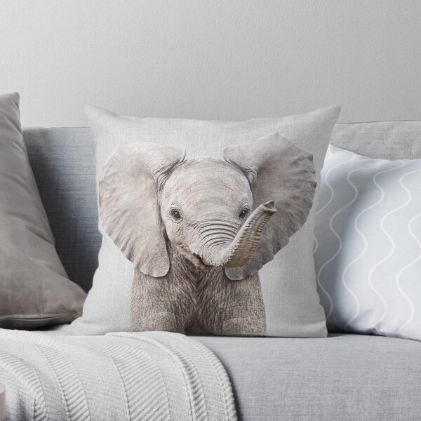 Baby Elephant - Colorful Throw Pillow