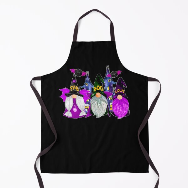 3 Halloween Gnomes Purple Gnome Vampire Gnome Witch Apron