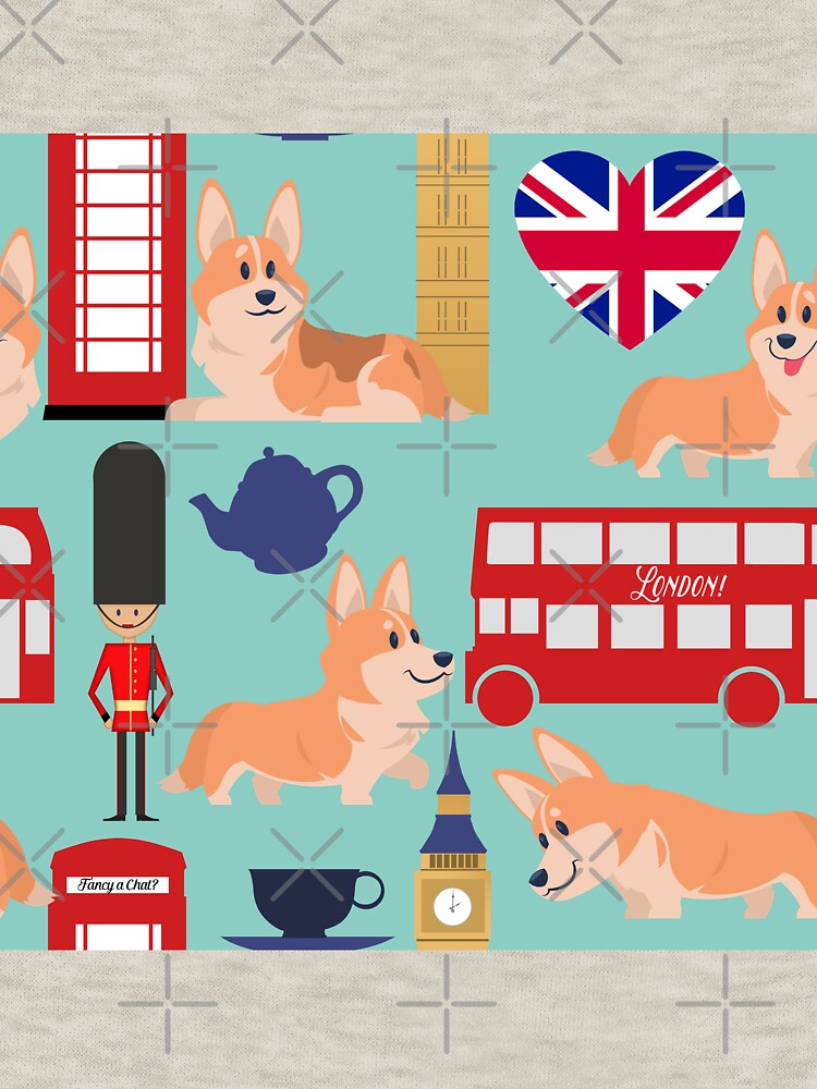 Welsh Corgi Dog Breed In London England, Cute Corgis In Great Britain - United Kingdom Turquoise by Corgiworld