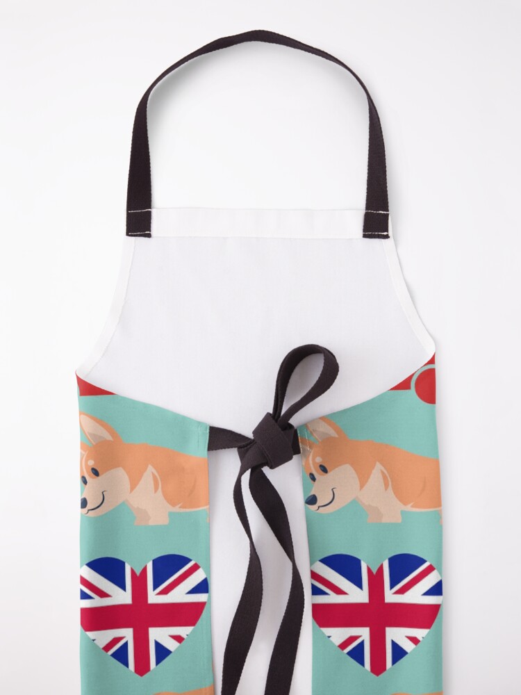 Alternate view of Welsh Corgi Dog Breed In London England, Cute Corgis In Great Britain - United Kingdom Turquoise Apron