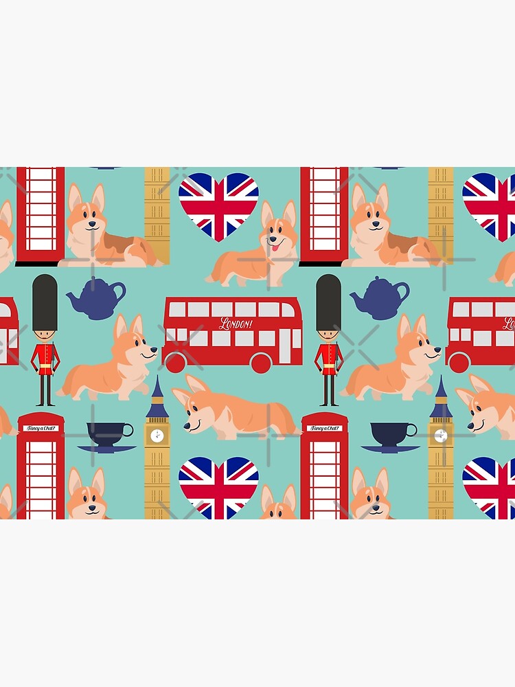 Welsh Corgi Dog Breed In London England, Cute Corgis In Great Britain - United Kingdom Turquoise by Corgiworld