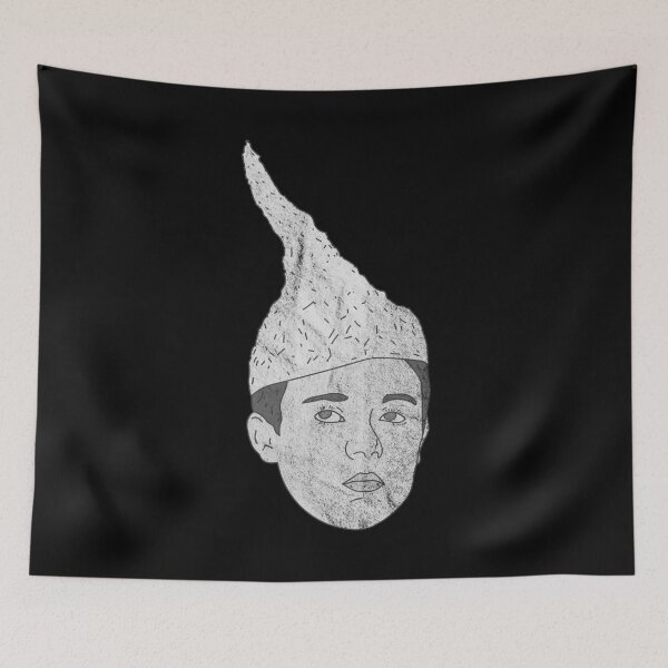 Item preview, Distressed Conspiracy Theorist - B&W Tin-Foil Hat Kid - Hoax designed and sold by DeWinnes.