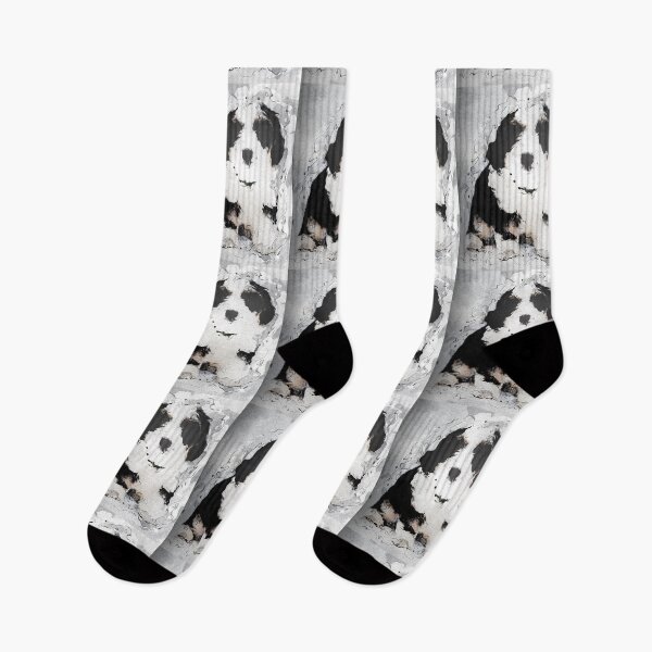 Item preview, Bernedoodle dog black ink paint portrait  designed and sold by dreamofdenim.