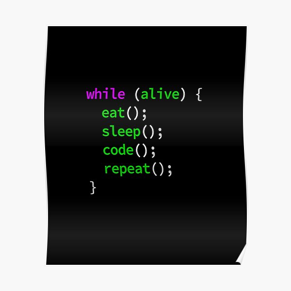 While Alive Eat Sleep Code Repeat Coding For Programmer Developer Coder Poster By Tipicool Redbubble