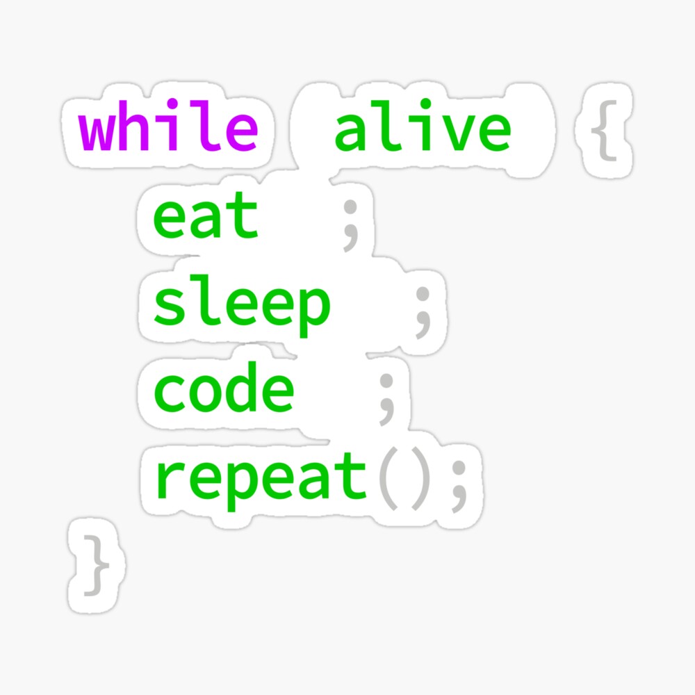 While Alive Eat Sleep Code Repeat Coding For Programmer Developer Coder Poster By Tipicool Redbubble