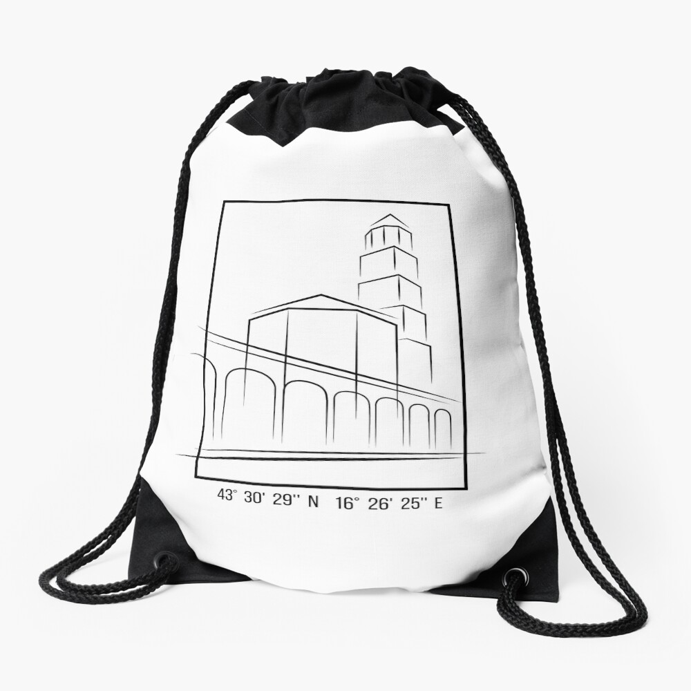 SIMPLE CITY DRAWING | SPLIT, CROATIA Drawstring Bag