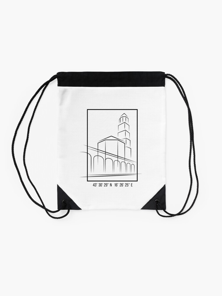 Alternate view of SIMPLE CITY DRAWING | SPLIT, CROATIA Drawstring Bag