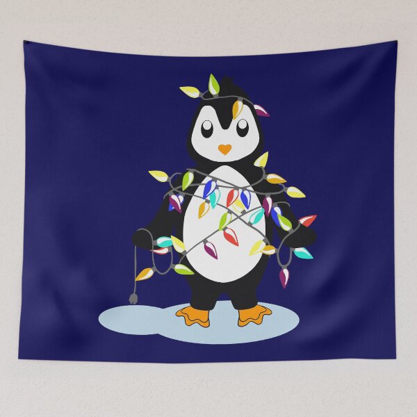 Item preview, Cute Christmas Penguin holding lights designed and sold by SeraphineArts.