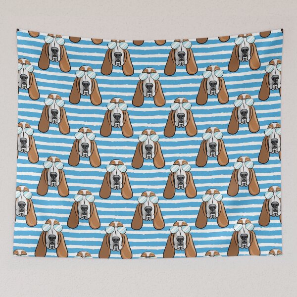 Item preview, basset hound - blue stripes designed and sold by littlearrow.