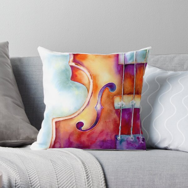 Colorful Violin Throw Pillow