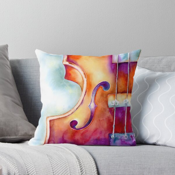 Colorful Violin Throw Pillow