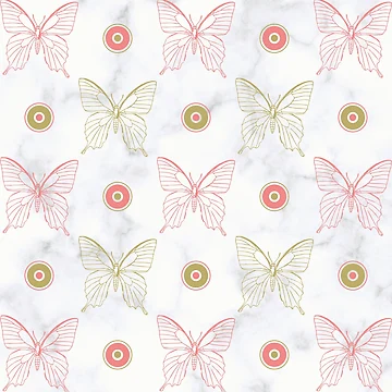 Artwork thumbnail, Butterfly Pattern With Marble Background by LuminousPattern