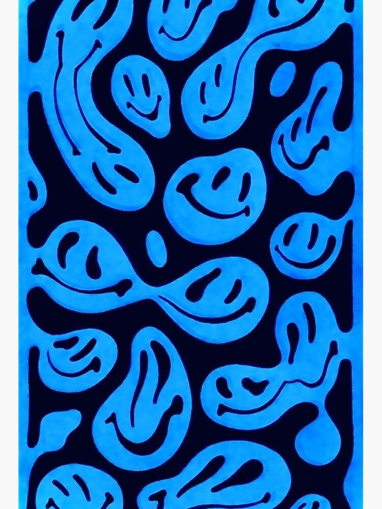 Blue Smiley Face Pattern Art Board Print By Ladybirddesigns Redbubble