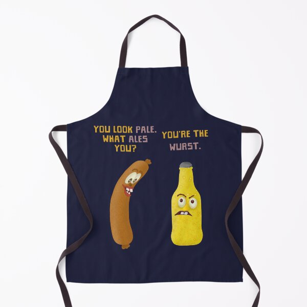 Item preview, Beer Ale Bratwurst Joke Funny Cartoon Pun Dark Shirt Version designed and sold by emkayhess.