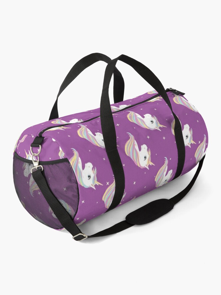 Purple Unicorn  Duffle Bag for Sale by newburyboutique