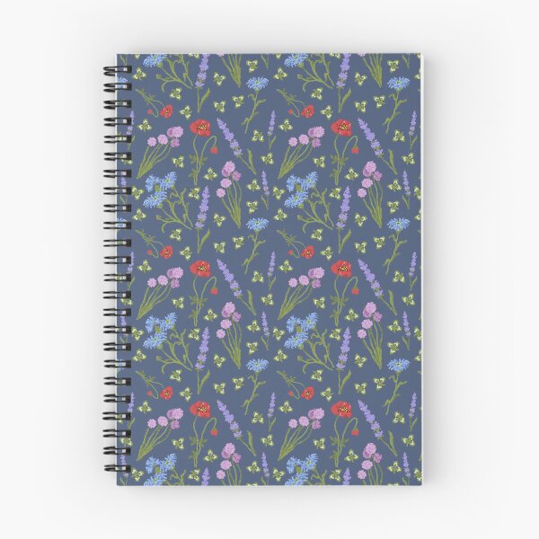 Aperçu de l'œuvre Prairie sauvage fleurs pixel art motif bleu foncé créée et vendue par lisoks.
