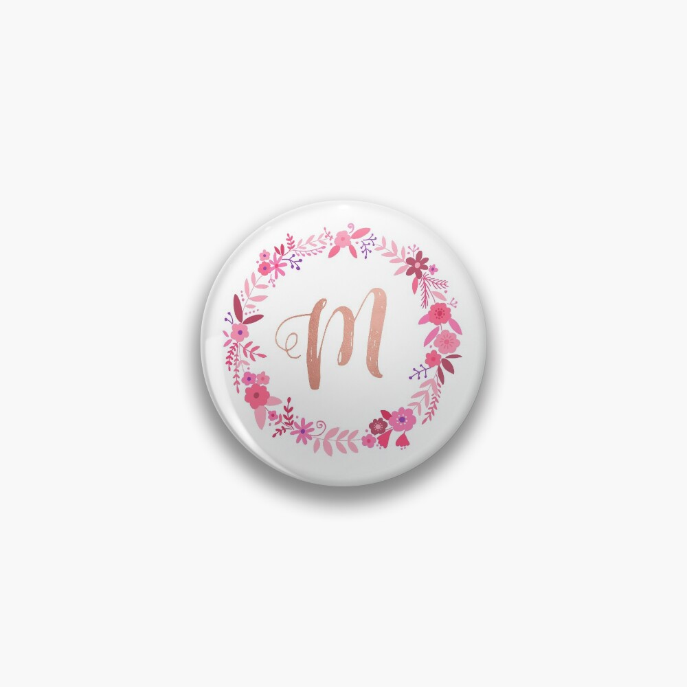 Floral Monogram M Beautiful Rose Bouquet - Monogram M - Pin