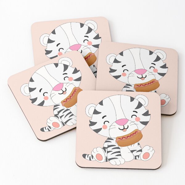 Item preview, White bengal tiger eating hot dog/baby big cat  designed and sold by SGS-.