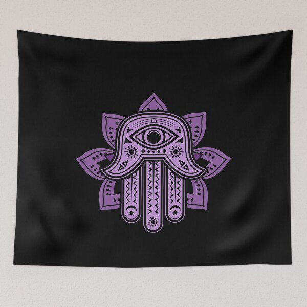 Artikelvorschau, Hamsa auf Lotusblume, Lavendel-Hamsa, lila Lotus, böser Blick, Frieden, Schutz, Glaube, Meditation, Hand Gottes entworfen und verkauft von LoveAudra.
