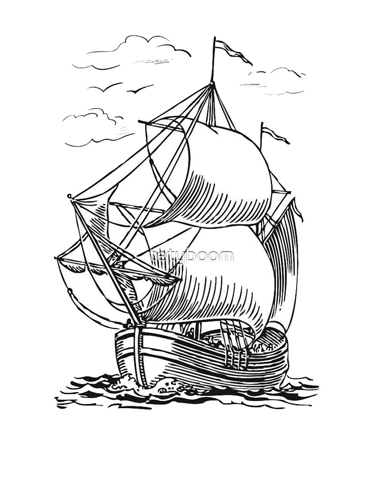 Pirate Ship Artwork - Vintage T-Shirt