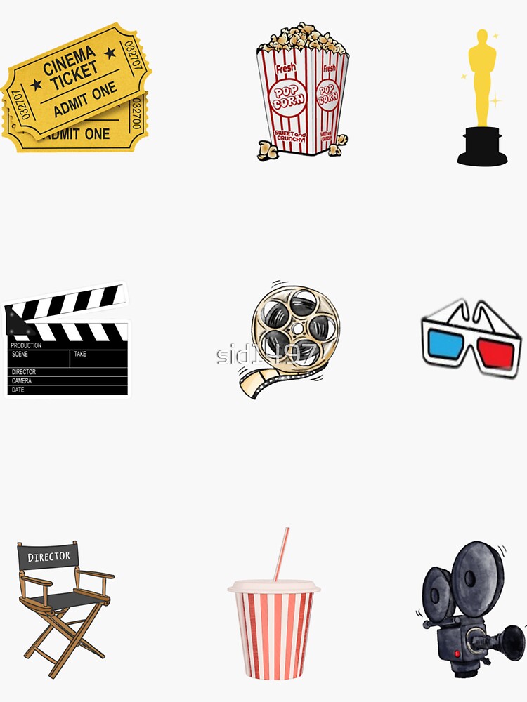 Thumbnail 3 of 3, Sticker, Movie freak for life designed and sold by sid1497.