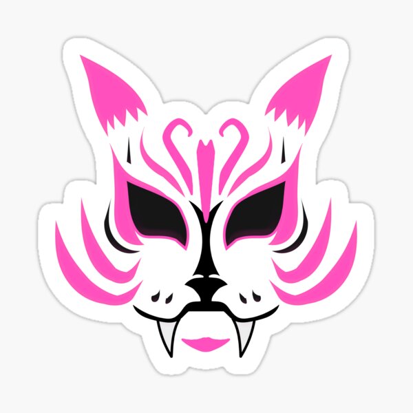 Kitsune Face - Pink Sticker