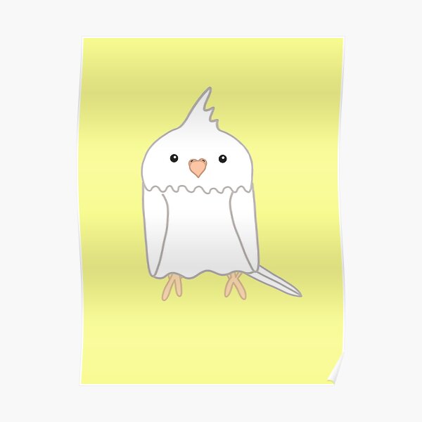 Cute white cockatiel bird Poster