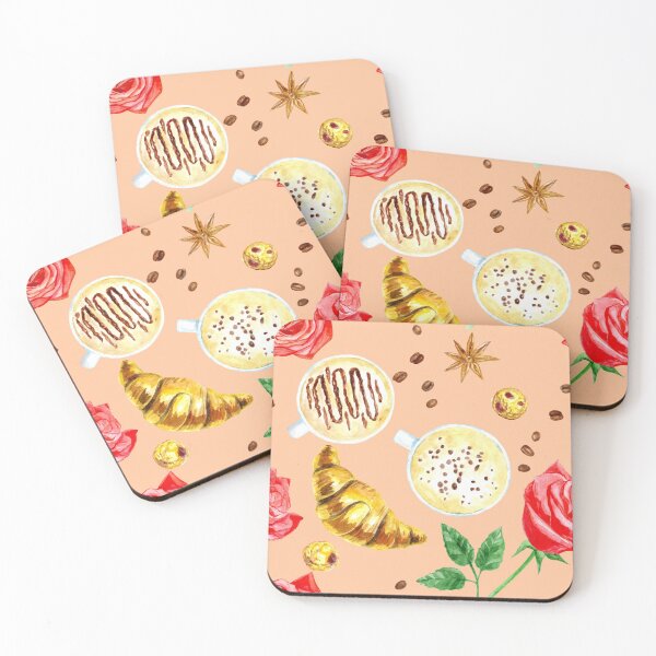 Item preview, Сroissants, coffee, coffee beans and roses. Breakfast dessert. designed and sold by Colibri77.