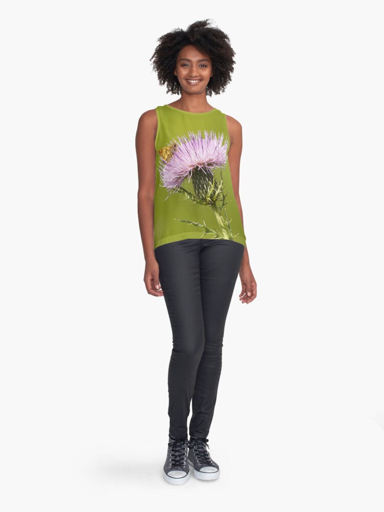 Alternate view of Skipper Butterfly on Thistle Sleeveless Top