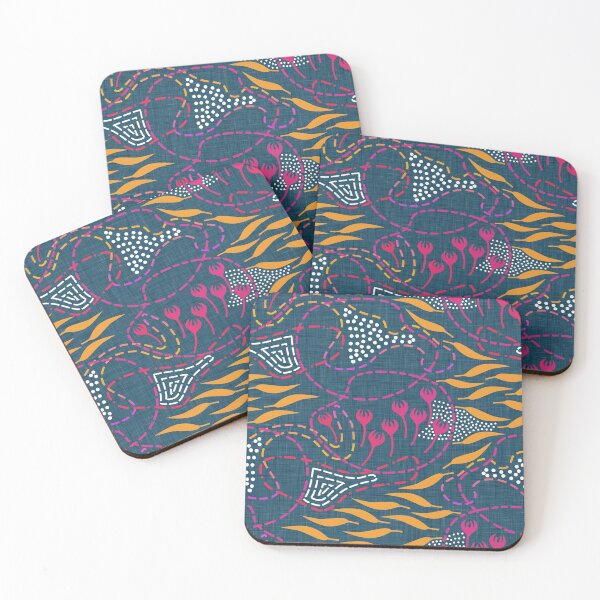 Item preview, Abstract aromatherapy on dark blue linen designed and sold by illaberekdesign.