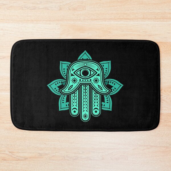 Item preview, Hamsa on Lotus Flower, turquoise Hamsa, jade green Lotus, Evil Eye, Peace, Protection, Faith, Meditation, Hand of God designed and sold by LoveAudra.