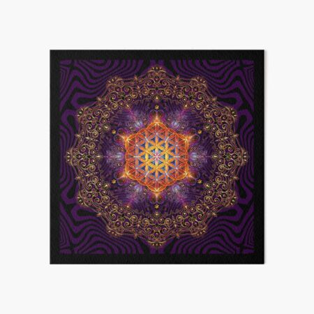 Flower of Life Golden Lace Mandala Art Board Print