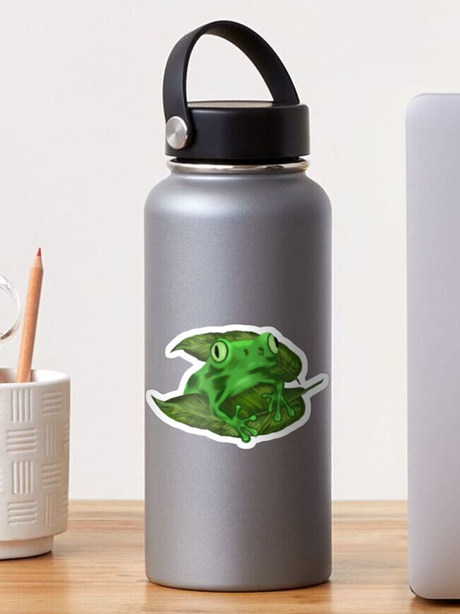 Thumbnail 1 of 3, Sticker, Frog On Leaf designed and sold by Moombern.
