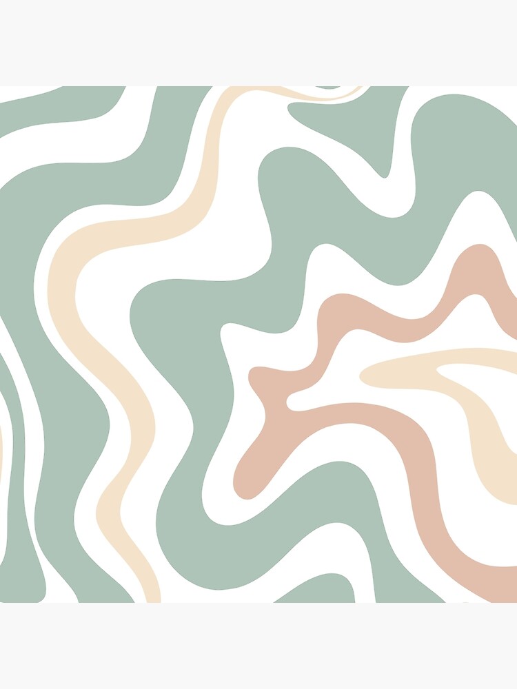 Liquid Swirl Retro Abstract in Light Sage Celadon Green, Light Blush, Cream, and White by kierkegaard