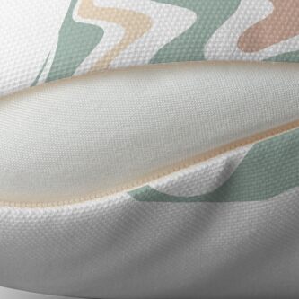 Alternate view of Liquid Swirl Retro Abstract in Light Sage Celadon Green, Light Blush, Cream, and White Throw Pillow