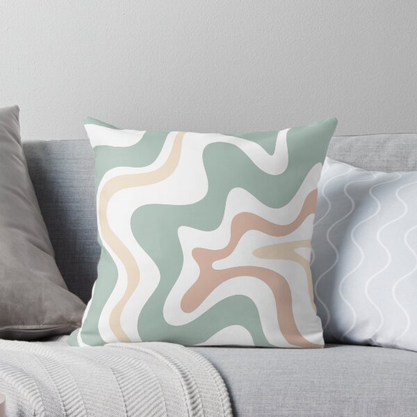 Aperçu de l'œuvre Liquid Swirl Retro Abstract in Light Sage Celadon Green, Light Blush, Cream et White créée et vendue par kierkegaard.