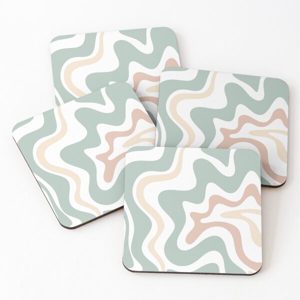 Item preview, Liquid Swirl Retro Abstract in Light Sage Celadon Green, Light Blush, Cream, and White designed and sold by kierkegaard.