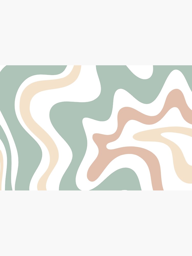 Liquid Swirl Retro Abstract in Light Sage Celadon Green, Light Blush, Cream, and White by kierkegaard