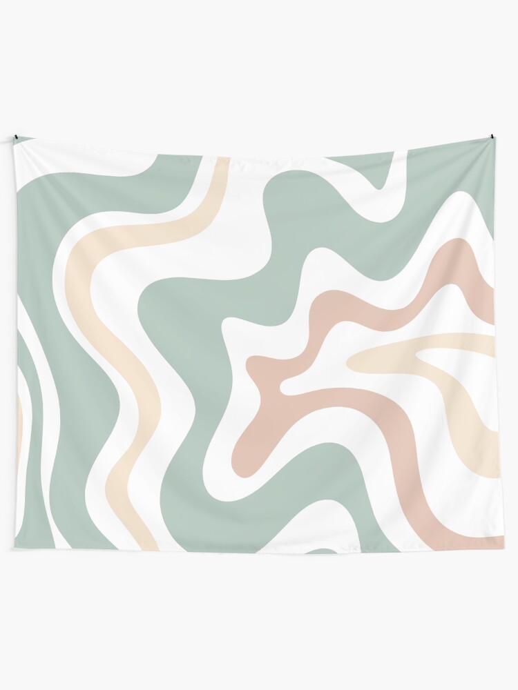Alternate view of Liquid Swirl Retro Abstract in Light Sage Celadon Green, Light Blush, Cream, and White Tapestry