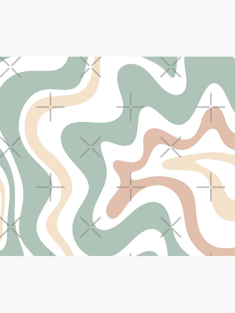 Discover Liquid Swirl Retro Abstract in Light Sage Celadon Green, Light Blush, Cream, and White Shower Curtain