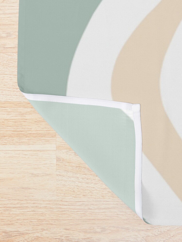 Thumbnail 2 of 5, Shower Curtain, Liquid Swirl Retro Abstract in Light Sage Celadon Green, Light Blush, Cream, and White designed and sold by kierkegaard.