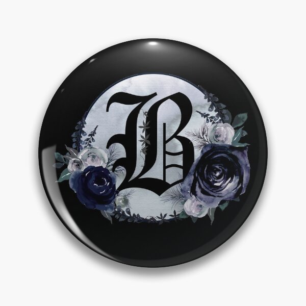 Item preview, The Letter 'B' Gothic Black Floral Circle Monogram  designed and sold by Bumblefuzzies.