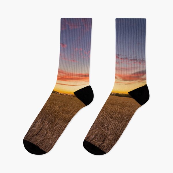 Item preview, Wheat Field Sunset with a Beautiful Fiery Sky designed and sold by CClarkePhotos.