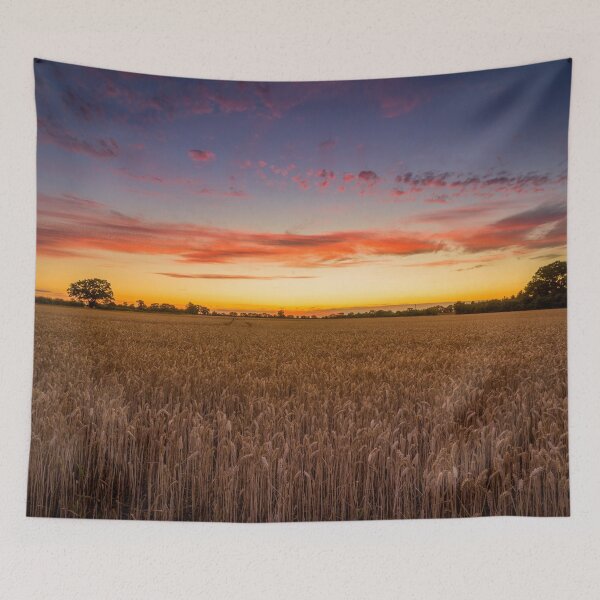 Item preview, Wheat Field Sunset with a Beautiful Fiery Sky designed and sold by CClarkePhotos.
