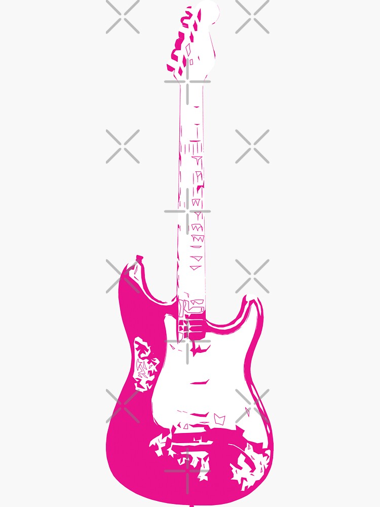 Sticker « Guitare électrique rose (S09) », par QuarterMoon | Redbubble