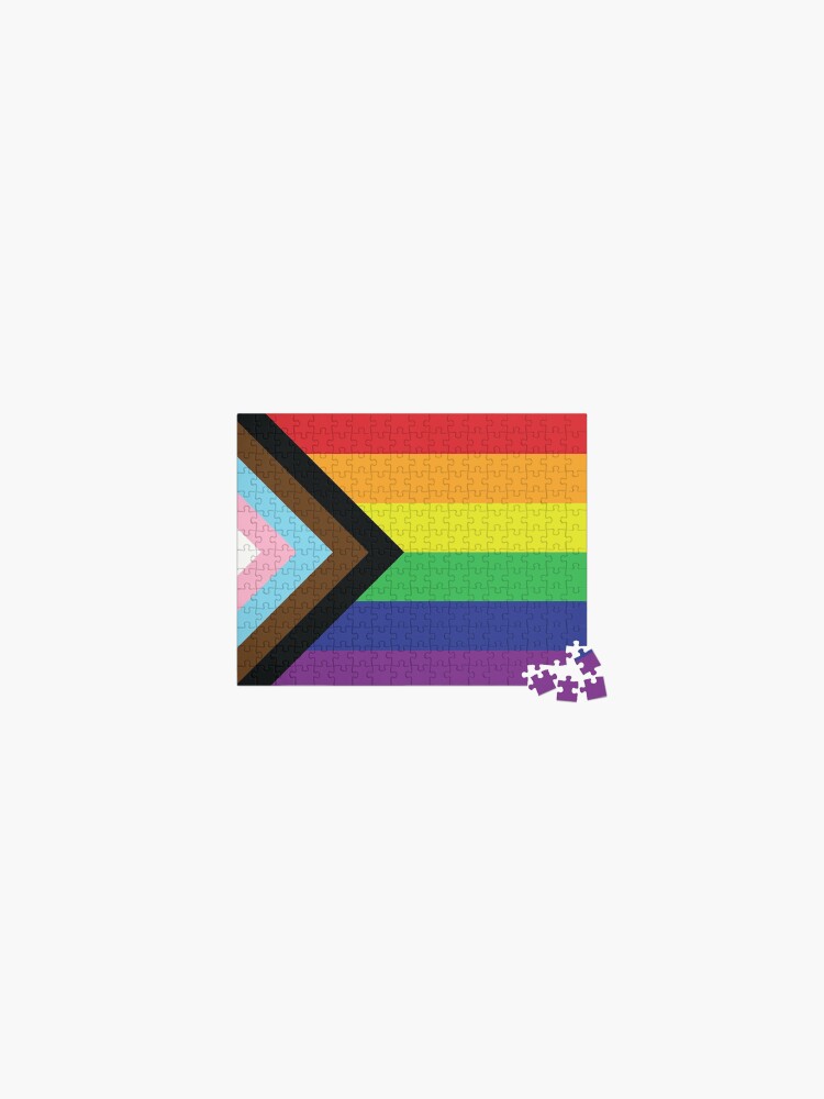 Thumbnail 1 of 2, Jigsaw Puzzle, Progress Pride Flag LGBTQIA+ designed and sold by thequeershop.