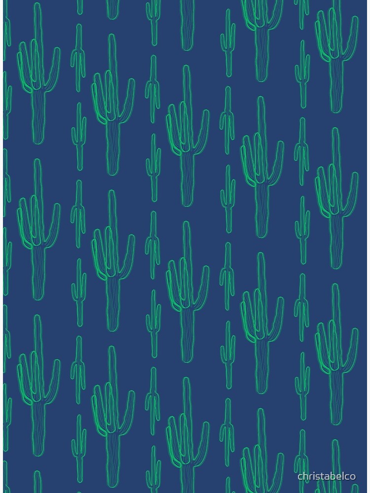 Discover Blue and Green Cactus Pattern Premium Matte Vertical Poster