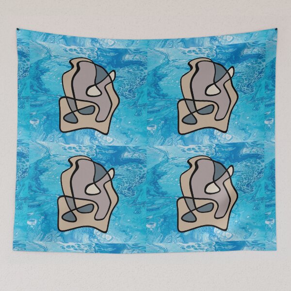 Item preview, Love in abstract lines on a Blue background. decorating, interiors designed and sold by jayne0524.